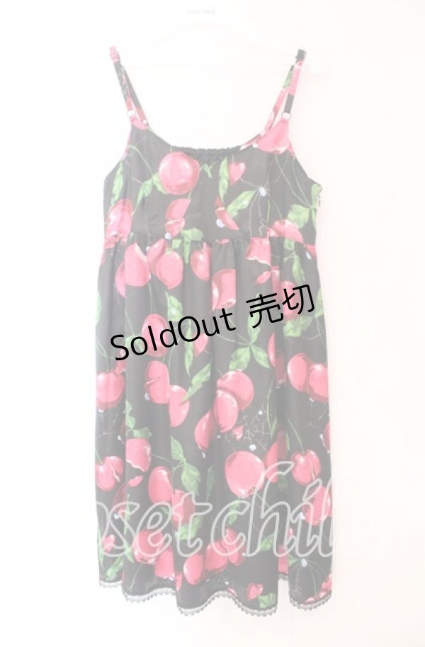 画像1: MILK / タランチェリースリップドレス  ブラック×ローズチェリー O-25-11-17-074-ML-OP-OW-OS (1)