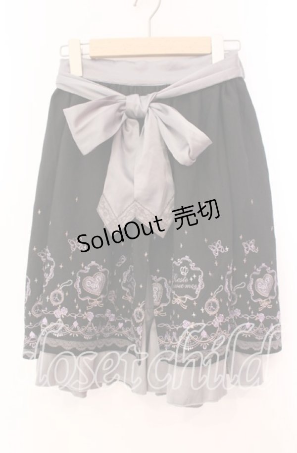 画像1: axes femme / メルヘン刺繍スカート  グレー×クロ O-25-11-17-012-AX-SK-IG-OS (1)
