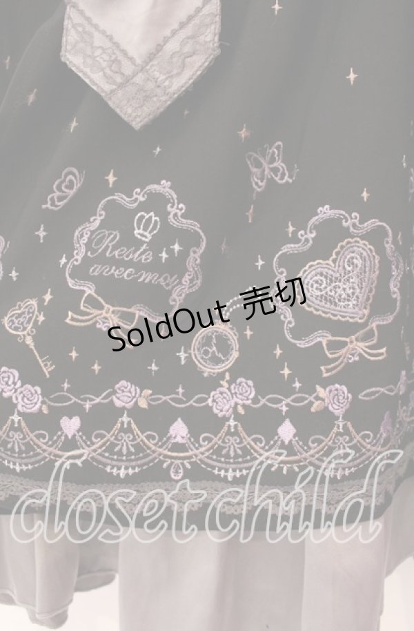 画像2: axes femme / メルヘン刺繍スカート  グレー×クロ O-25-11-17-012-AX-SK-IG-OS (2)