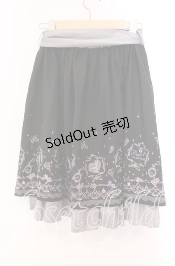 画像3: axes femme / メルヘン刺繍スカート  グレー×クロ O-25-11-17-012-AX-SK-IG-OS (3)