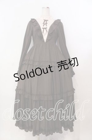 画像: axes femme kawaii / クラシカルフリルロングワンピ M ブラウン O-25-11-17-002-AX-OP-OW-OS