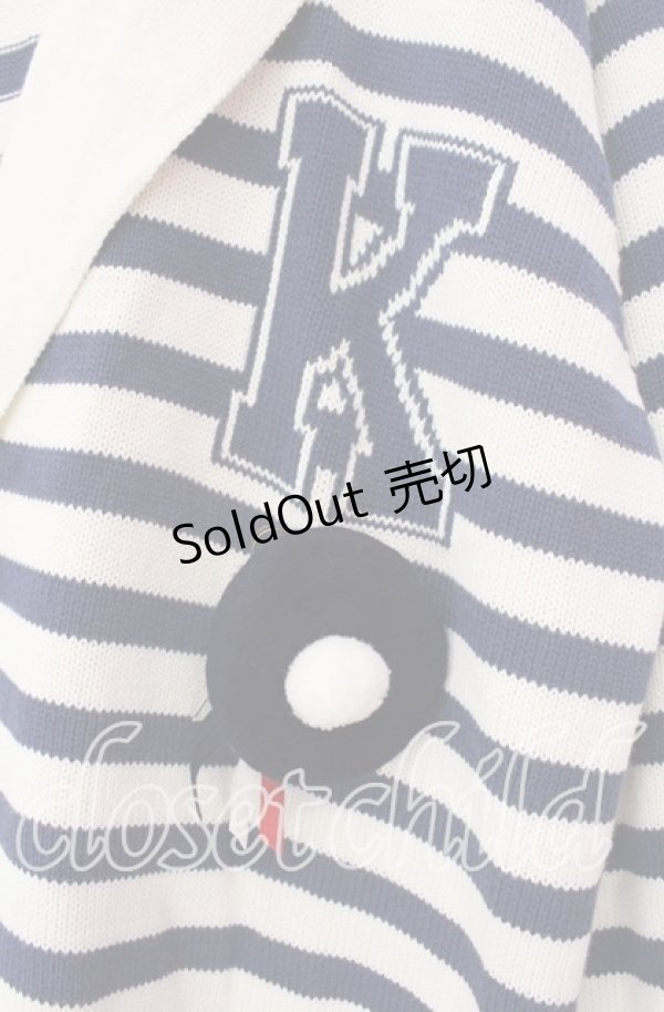 画像2: KETTY / 帽子ブローチボーダーセーラーカーディガン  アイボリー×ネイビー O-25-11-17-017-EL-TO-IG-OS (2)