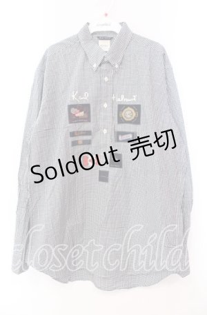 画像: 【SALE】Karl Helmut / チェックワッペンシャツ  クロ×シロ O-25-11-17-019-EL-BL-IG-ZT447