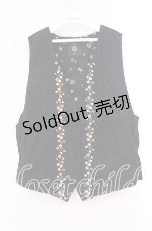 画像: 【SALE】KETTY / パンジー刺繍ベスト  クロ×パープル O-25-11-17-021-EL-TO-IG-ZT449