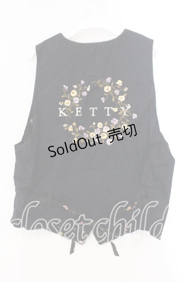 画像3: 【SALE】KETTY / パンジー刺繍ベスト  クロ×パープル O-25-11-17-021-EL-TO-IG-ZT449 (3)