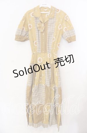 画像: pa.se.ri. / チェック切り替えマーガレットワンピース  マスタード O-25-11-17-022-LO-OP-IG-OS