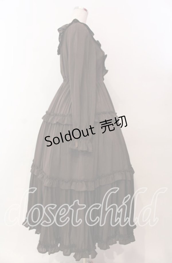 画像3: axes femme kawaii / クラシカルフリルロングワンピ M ブラウン O-25-11-17-002-AX-OP-OW-OS (3)