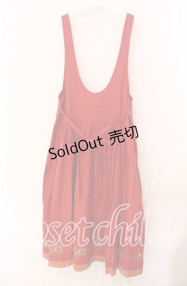 画像3: PINK HOUSE / 裾刺繍ジャンパースカート  アカ O-25-11-17-025-LO-OP-IG-OS (3)