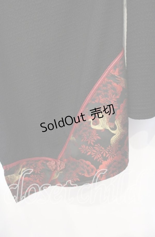 画像2: Qutie Frash / 2023年プレミアム 宵鶴着物チュニック  ブラック×レッド O-25-11-18-035-QU-TO-IG-OS (2)