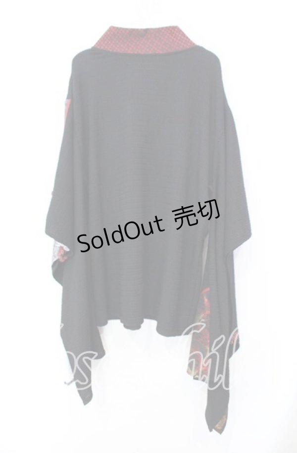 画像4: Qutie Frash / 2023年プレミアム 宵鶴着物チュニック  ブラック×レッド O-25-11-18-035-QU-TO-IG-OS (4)