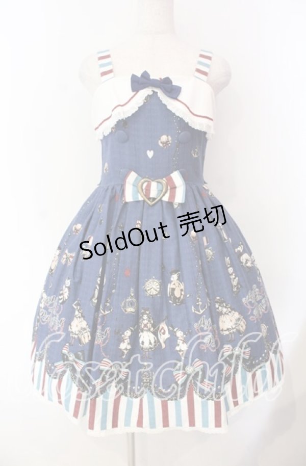 画像1: ALICE and the PIRATES / アリスのワンダーマリントレジャー柄ジャンパースカート  ネイビー O-25-11-18-044-PA-OP-IG-OS (1)