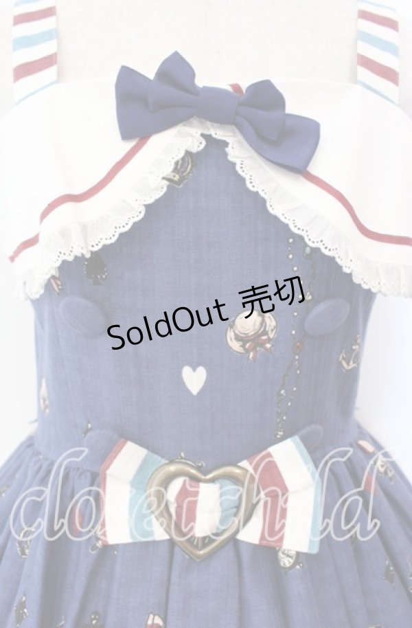 画像2: ALICE and the PIRATES / アリスのワンダーマリントレジャー柄ジャンパースカート  ネイビー O-25-11-18-044-PA-OP-IG-OS (2)