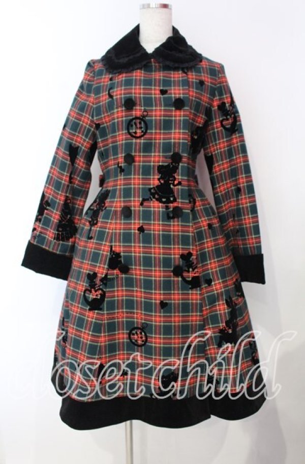 画像1: Innocent World / タータンチェックフレデリックコートワンピース  グリーン O-25-11-18-046-IW-OP-IG-OS (1)