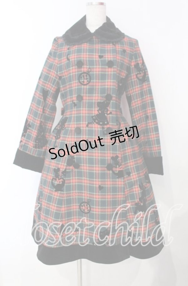 画像1: Innocent World / タータンチェックフレデリックコートワンピース  グリーン O-25-11-18-046-IW-OP-IG-OS (1)