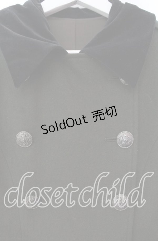 画像2: Belette / 別珍切り替えロングコート  グリーン×ブラック O-25-11-18-047-LO-OP-IG-OS (2)