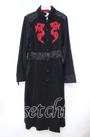 画像: Qutie Frash / 刺繍ロングジャケット  ブラック×レッド O-25-11-18-051-QU-JA-OW-OS
