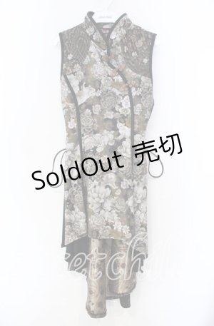 画像: Qutie Frash / 和柄チャイナワンピ  ブラウン O-25-11-18-056-QU-OP-OW-OS