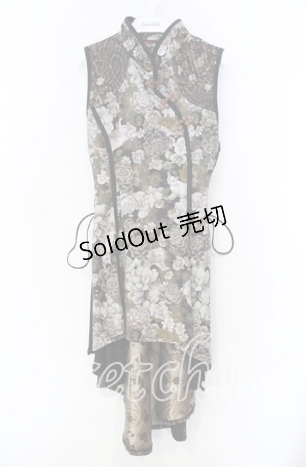 画像1: Qutie Frash / 和柄チャイナワンピ  ブラウン O-25-11-18-056-QU-OP-OW-OS (1)