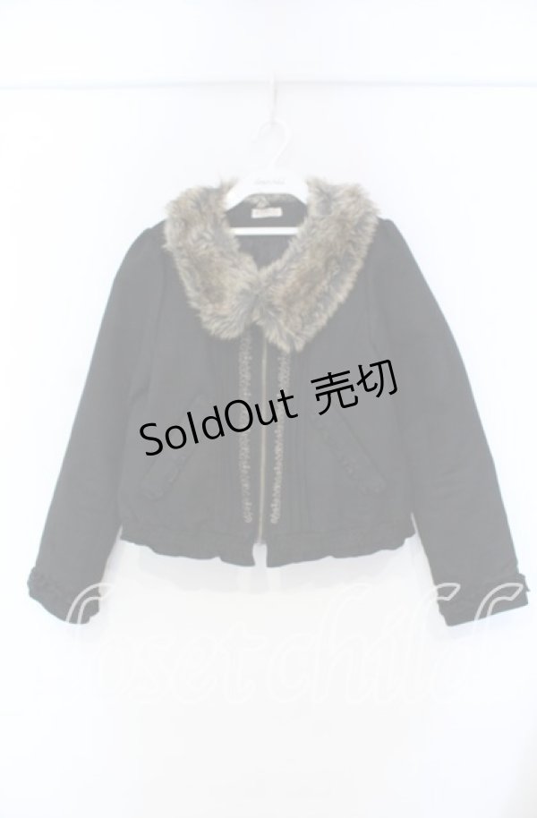 画像1: axes femme / ファー襟ブルゾン M クロ O-25-11-18-007-AX-TO-OW-OS (1)