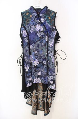 画像: Qutie Frash / 和柄チャイナワンピ  ブルー O-25-11-18-058-QU-OP-OW-OS