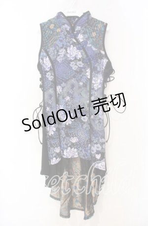 画像: Qutie Frash / 和柄チャイナワンピ  ブルー O-25-11-18-058-QU-OP-OW-OS