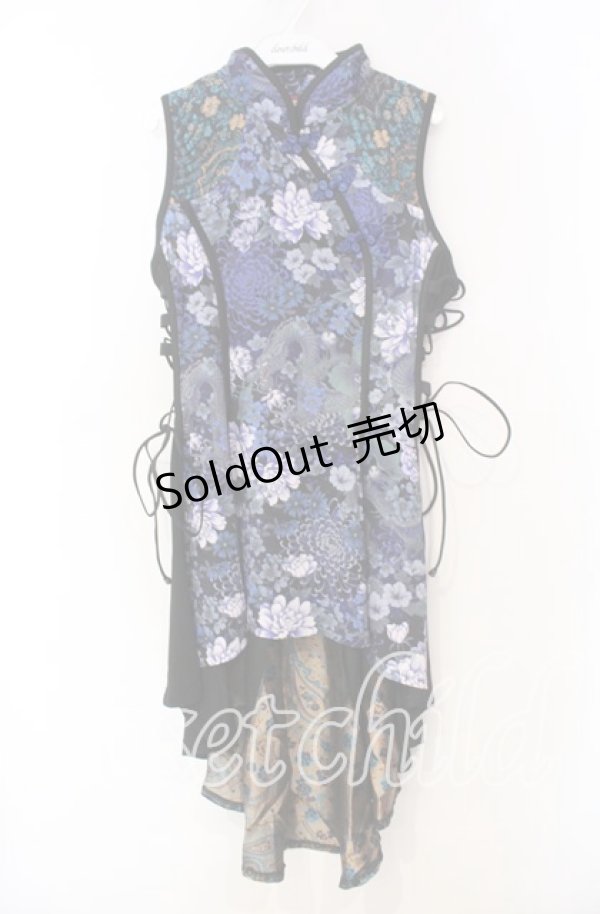 画像1: Qutie Frash / 和柄チャイナワンピ  ブルー O-25-11-18-058-QU-OP-OW-OS (1)