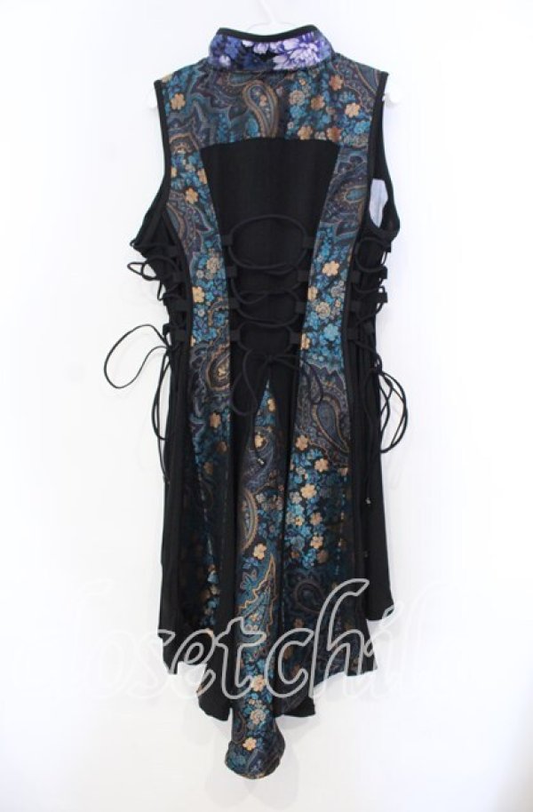 Qutie Frash / 和柄チャイナワンピ ブルー O-25-11-18-058-QU-OP-OW-OS