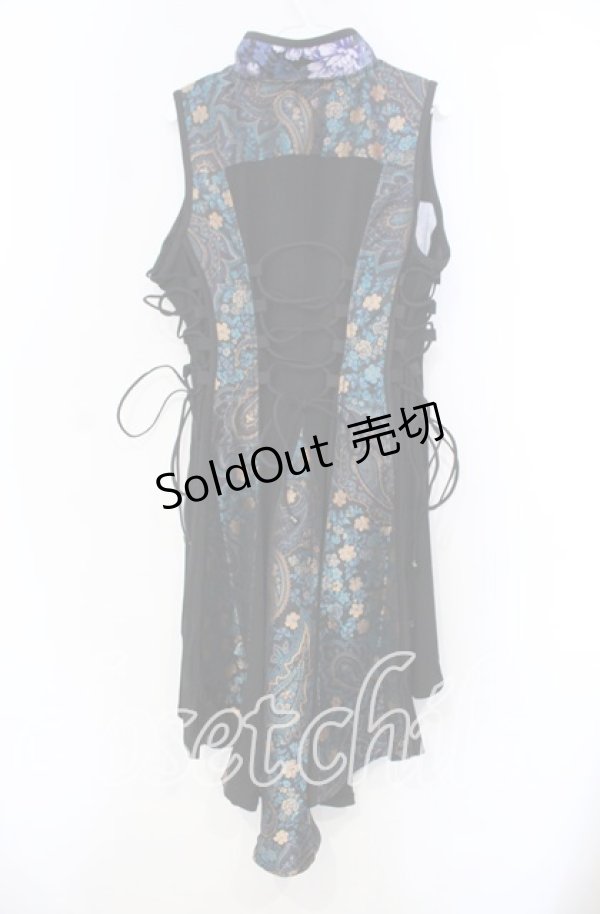 画像3: Qutie Frash / 和柄チャイナワンピ  ブルー O-25-11-18-058-QU-OP-OW-OS (3)