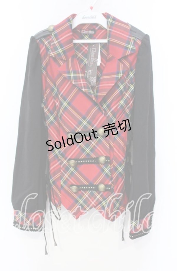 画像1: Qutie Frash / タータンダブルテーラードジャケット  レッド O-25-11-18-059-QU-JA-OW-OS (1)