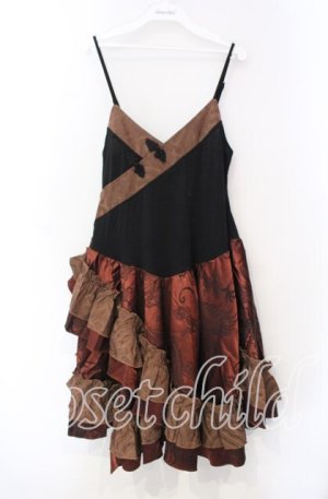 画像: Qutie Frash / チャイナキャミワンピ  ブラウン O-25-11-18-060-QU-OP-OW-OS