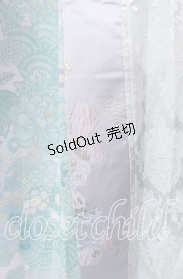 画像2: Qutie Frash / 和柄プリーツロンスカ  ミントグリーン O-25-11-18-062-QU-SK-OW-OS (2)