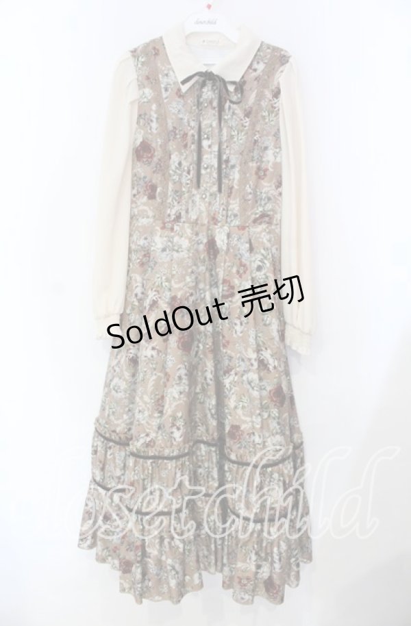 画像1: axes femme / クラシカルフラワーワンピース/ミュルーズ染織美術館コラボ F ベージュ O-25-11-18-008-AX-OP-OW-OS (1)