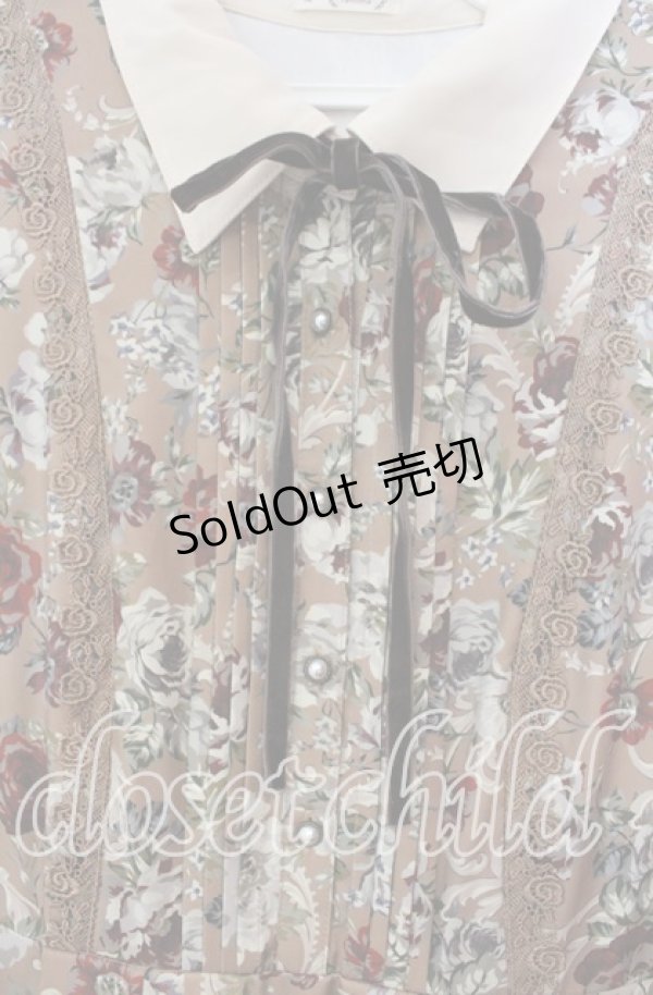 画像2: axes femme / クラシカルフラワーワンピース/ミュルーズ染織美術館コラボ F ベージュ O-25-11-18-008-AX-OP-OW-OS (2)