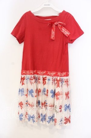 画像: Jane Marple / The 30th Ribbonのトロンプルイユワンピース Ｍ アカ×アイボリー O-25-11-18-077-JM-OP-IG-OS