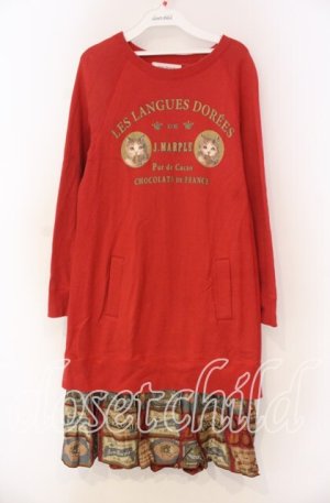 画像: Jane Marple / Chocolat classiqueのトレーナーワンピース Ｍ アカ O-25-11-18-078-JM-OP-IG-OS