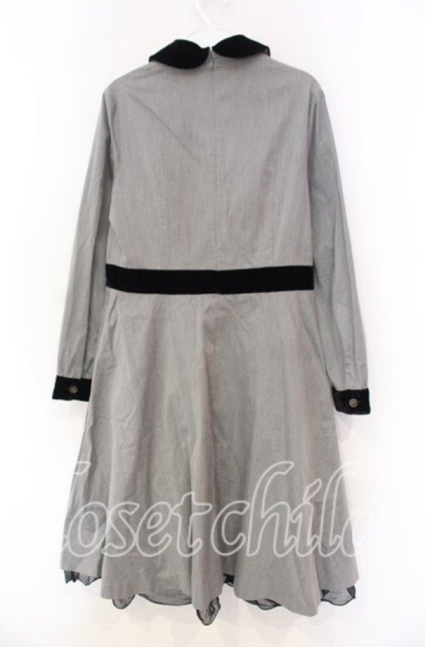 画像3: Jane Marple / コンパクトツイルとベルベットのワンピース M グレー O-25-11-18-081-JM-OP-IG-OS (3)