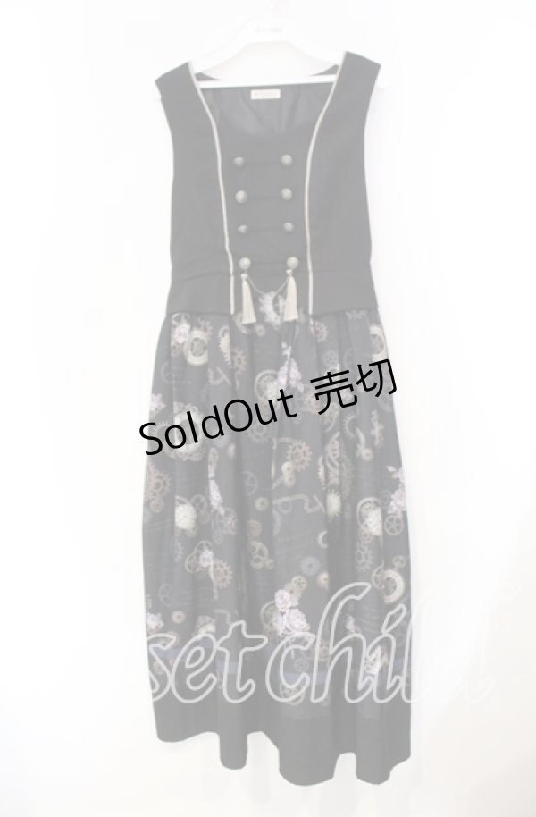 画像1: axes femme / レトロクロック柄ジャンスカ F クロ O-25-11-18-010-AX-OP-OW-OS (1)