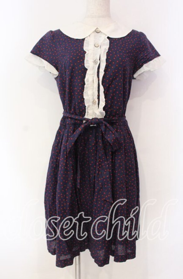 画像1: Jane Marple / ランダムドットのステラワンピース Ｍ ネイビー O-25-11-18-082-JM-OP-IG-OS (1)