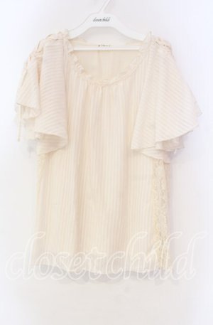 画像: axes femme / 袖レースアップストライプブラウス Ｍ アイボリー O-25-11-18-084-AX-BL-IG-OS