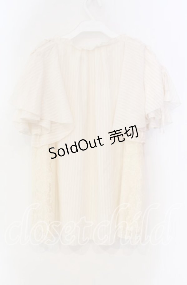 画像3: axes femme / 袖レースアップストライプブラウス Ｍ アイボリー O-25-11-18-084-AX-BL-IG-OS (3)