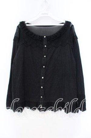 画像: GRAMM / ロゴレースカーディガン風カットソー  ブラック O-25-11-18-085-HN-TO-IG-OS