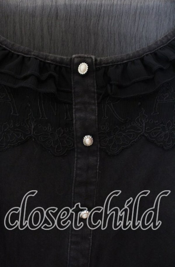 画像2: GRAMM / ロゴレースカーディガン風カットソー  ブラック O-25-11-18-085-HN-TO-IG-OS (2)