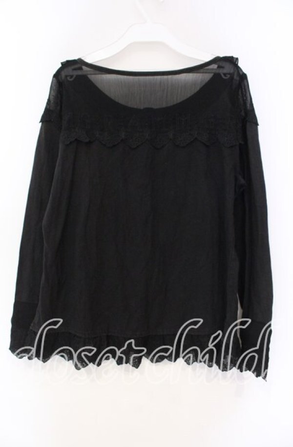 画像3: GRAMM / ロゴレースカーディガン風カットソー  ブラック O-25-11-18-085-HN-TO-IG-OS (3)