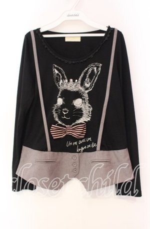 画像: axes femme POETIQUE / サスペンダー風カットソー  クロ×グレー O-25-11-18-086-AX-TO-IG-OS