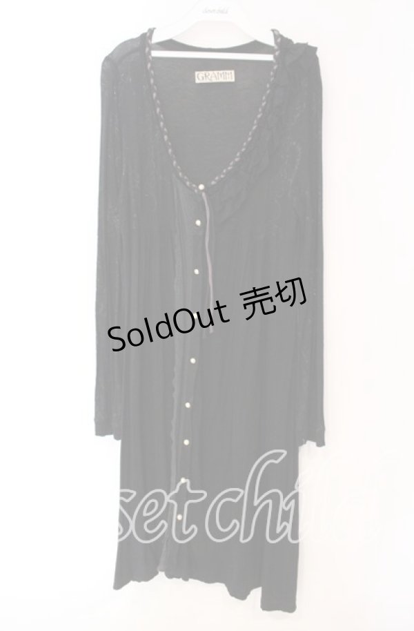 画像1: GRAMM / ラメプリントロングカーディガン  ブラック O-25-11-18-089-HN-TO-IG-OS (1)