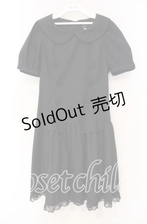 画像: MIHO MATSUDA / ダブルボタンパフスリーブワンピース  ブラック O-25-11-18-091-GO-OP-IG-OS