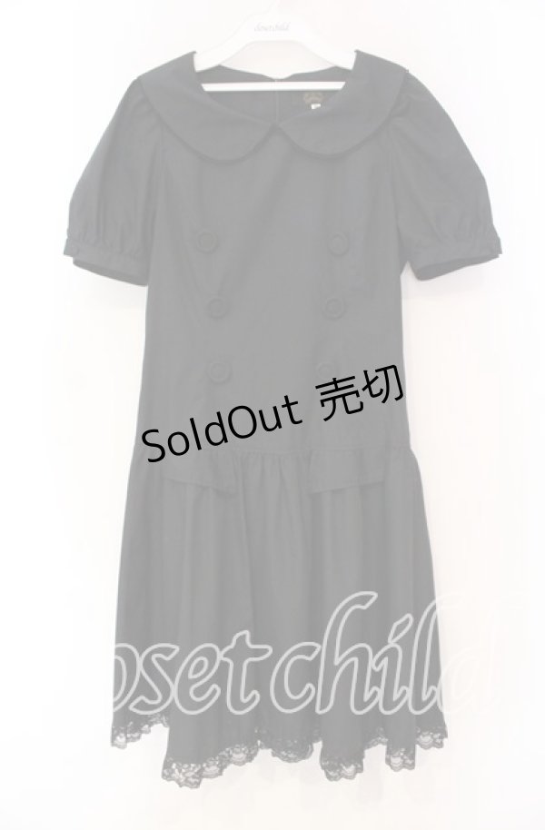 画像1: MIHO MATSUDA / ダブルボタンパフスリーブワンピース  ブラック O-25-11-18-091-GO-OP-IG-OS (1)