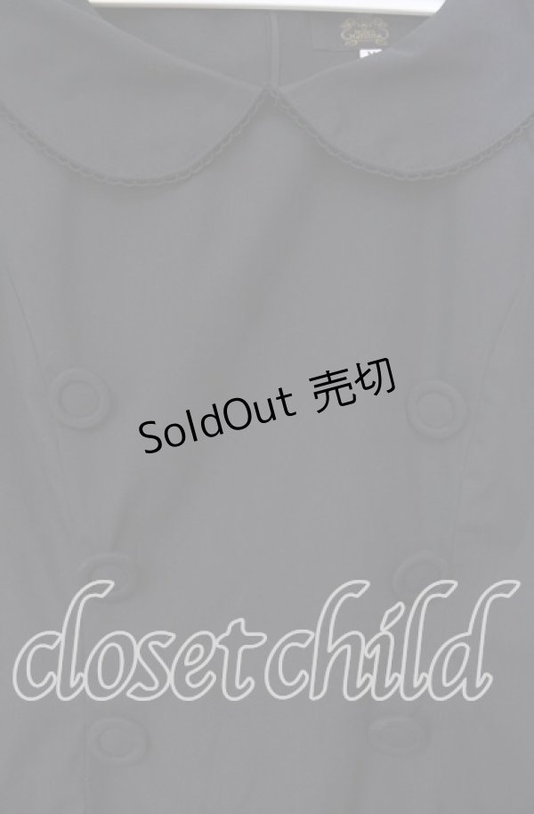 画像2: MIHO MATSUDA / ダブルボタンパフスリーブワンピース  ブラック O-25-11-18-091-GO-OP-IG-OS (2)