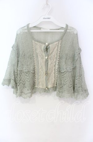 画像: axes femme / 透かし編みケープ  ライトグリーン O-25-11-18-093-AX-TO-IG-OS