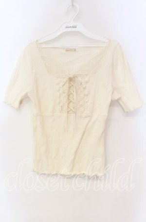 画像: axes femme POETIQUE / レースアップテレコカットソー  アイボリー O-25-11-18-094-AX-TO-IG-OS